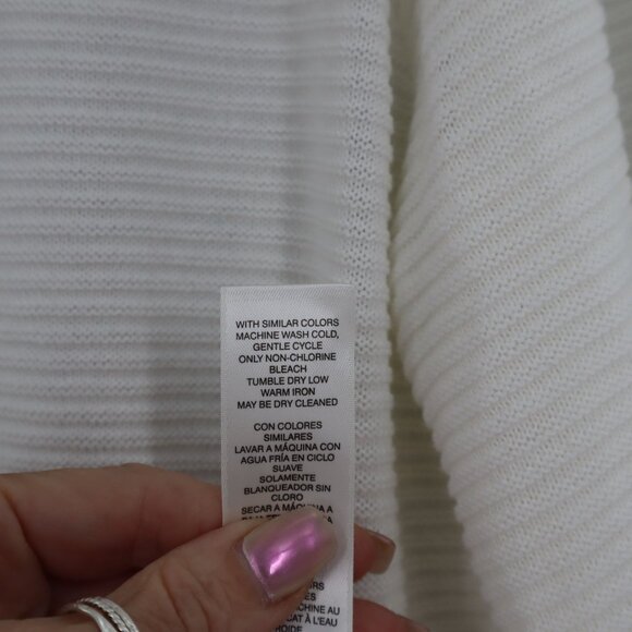 Chico's Cowl Neck Sweater Women M White Classic Minimalist Casual Layering - Picture 5 of 10